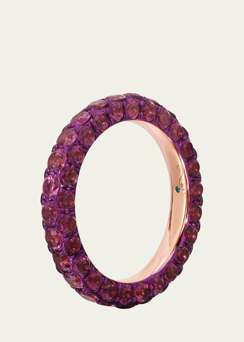 Graziela Gems 18K Rose Gold Rhodolite and Magenta Rhodium 3 Sided Ring