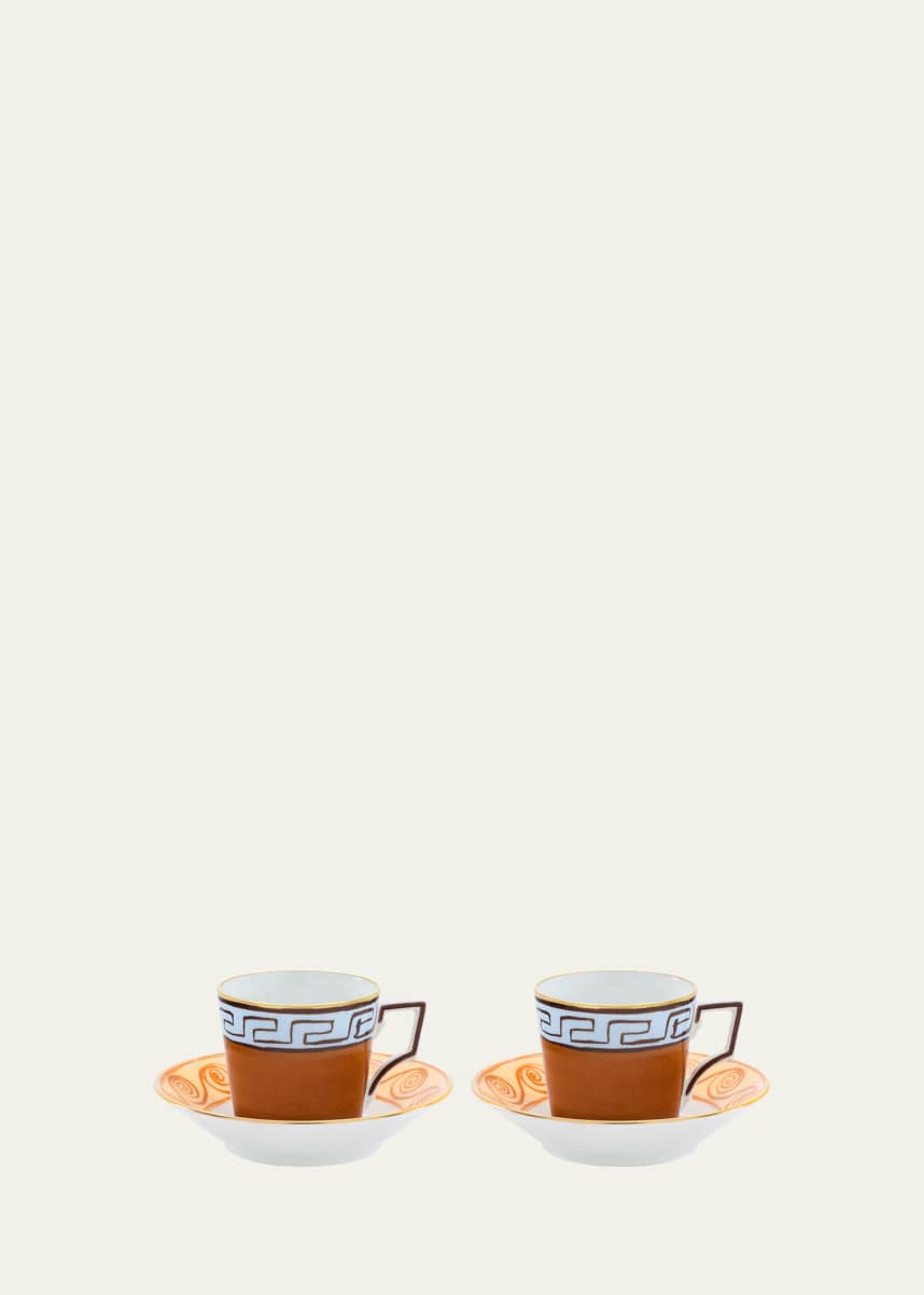 GINORI 1735 Il Viaggio di Nettuno Luna 3 oz. Coffee Cups & Saucers, Set of 2