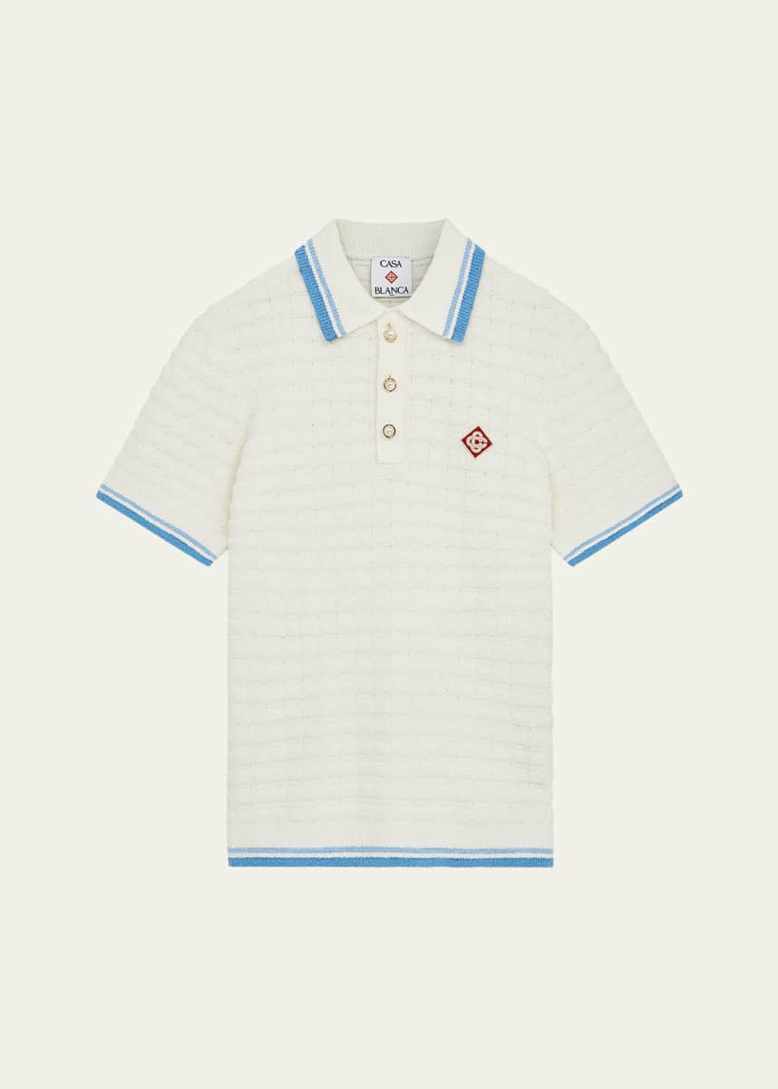 CASABLANCA Men's Cotton Boucle Check Polo Shirt