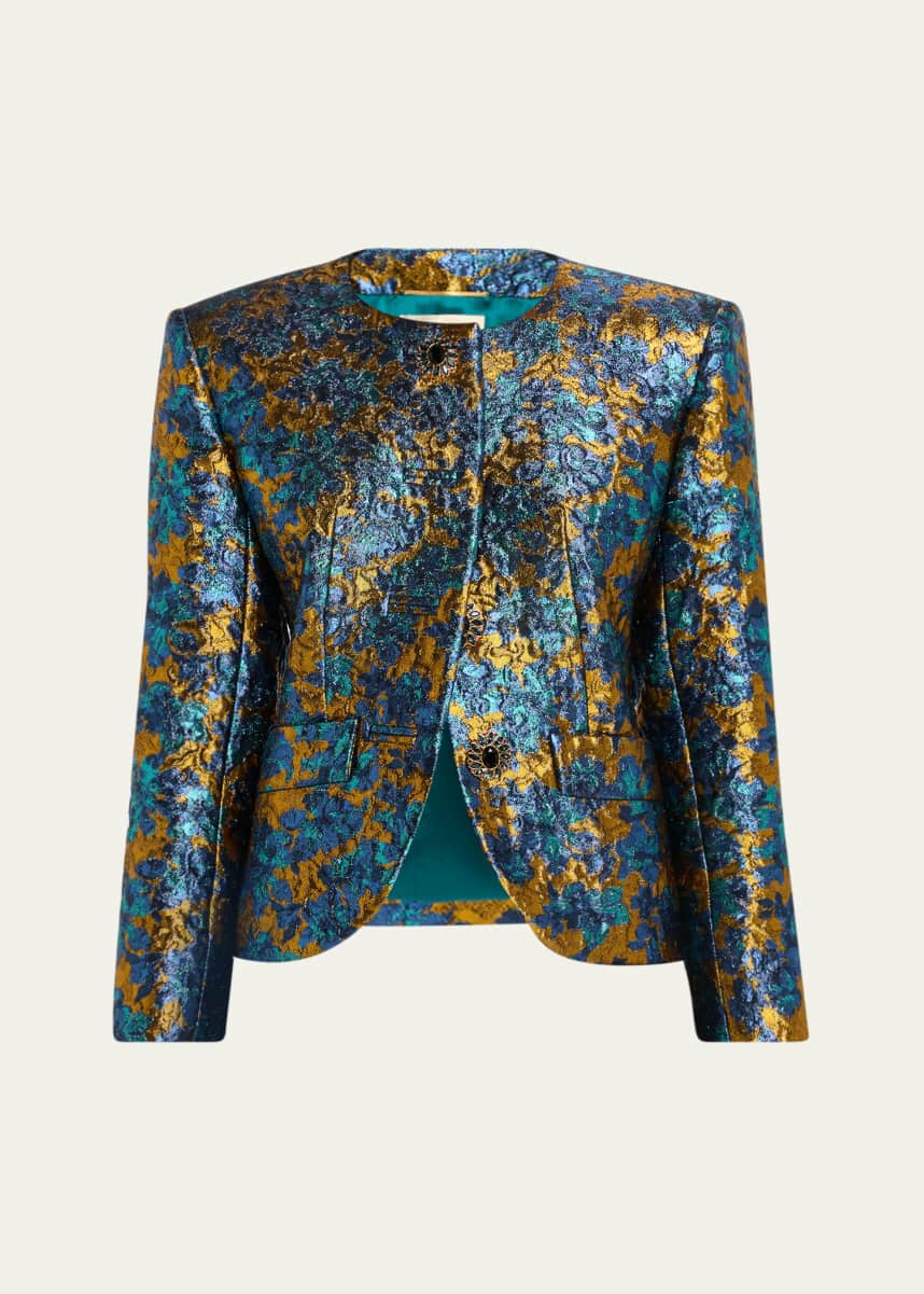 Saint Laurent Metallic Floral Brocade Single-Breasted Jacket