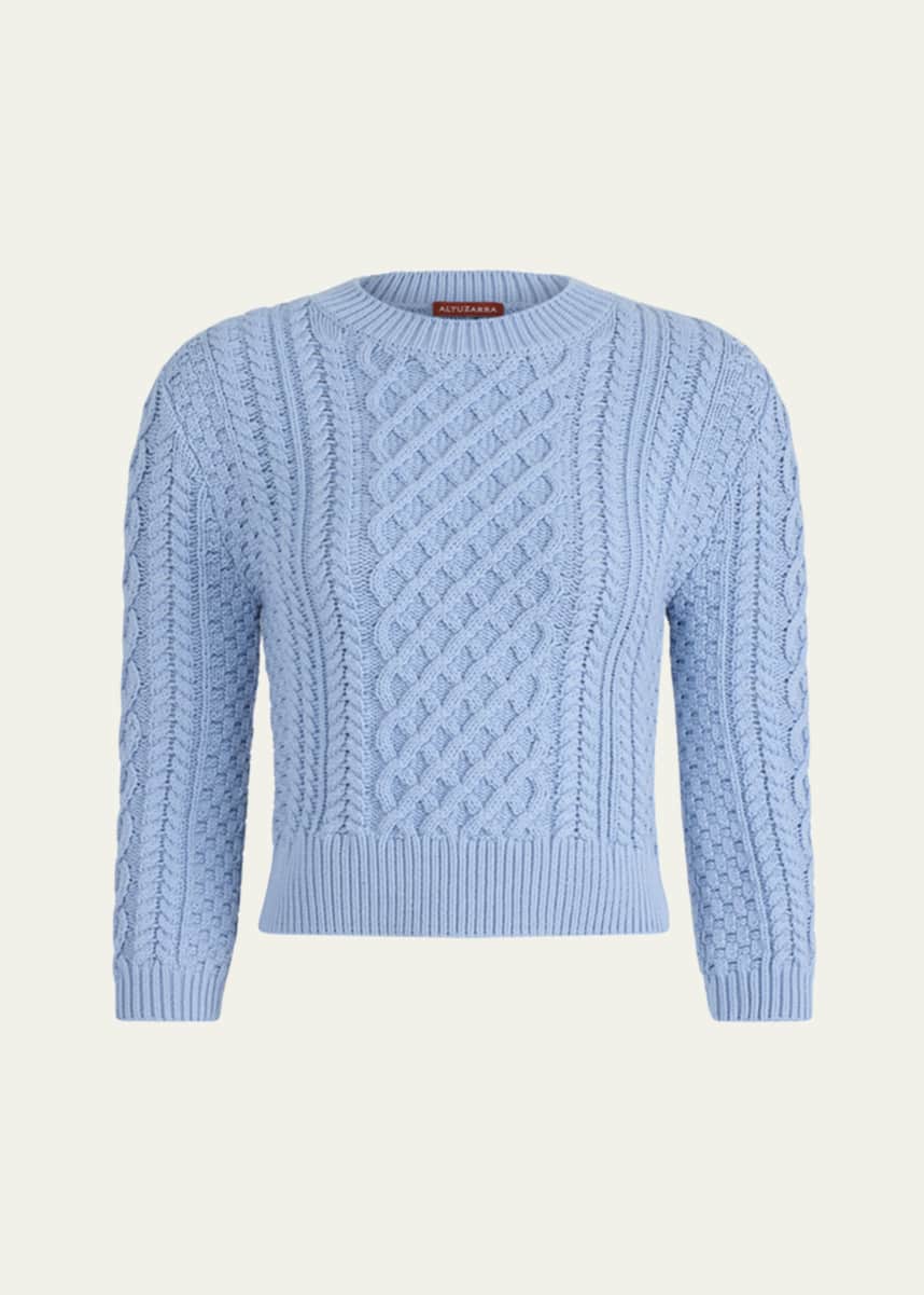 Altuzarra Cabbie Cable Knit 3/4-Sleeve Sweater