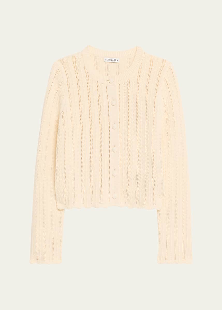 Altuzarra Mariette Pointelle Cotton Knit Cardigan