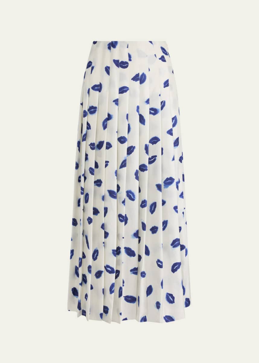 Altuzarra Monti Lip-Print Pleated Maxi Skirt