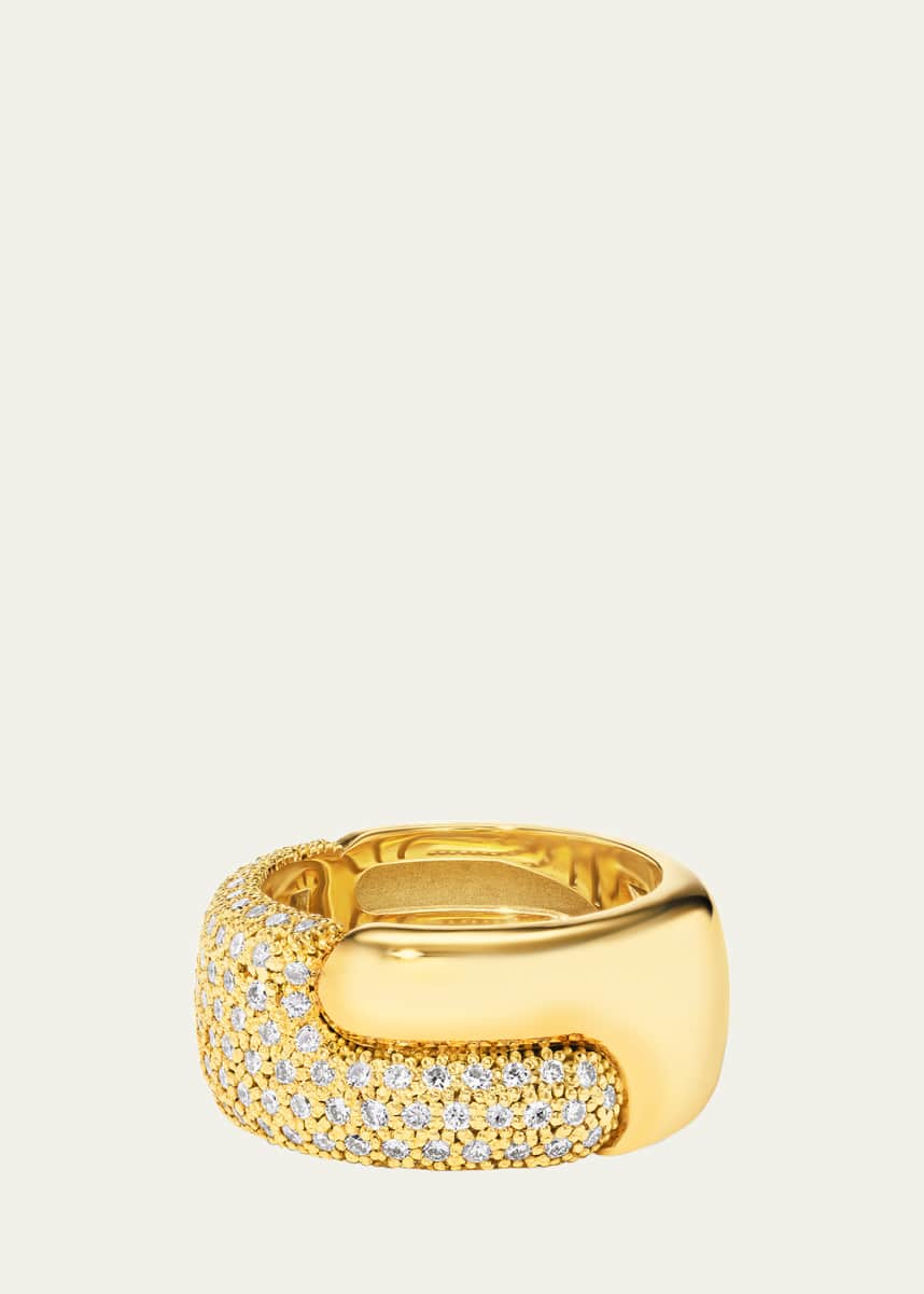Pamela Zamore 18K Yellow Gold Holos Wide Band with Diamonds