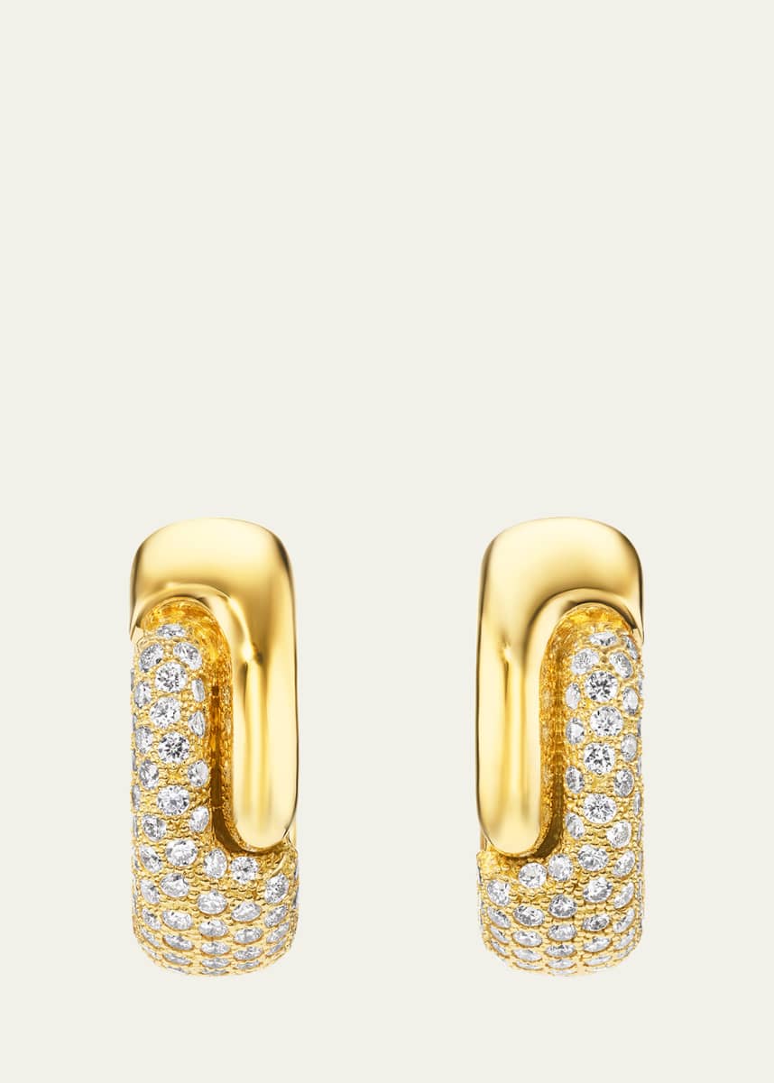 Pamela Zamore 18K Yellow Gold Holos Round Hoop Earrings with Diamonds