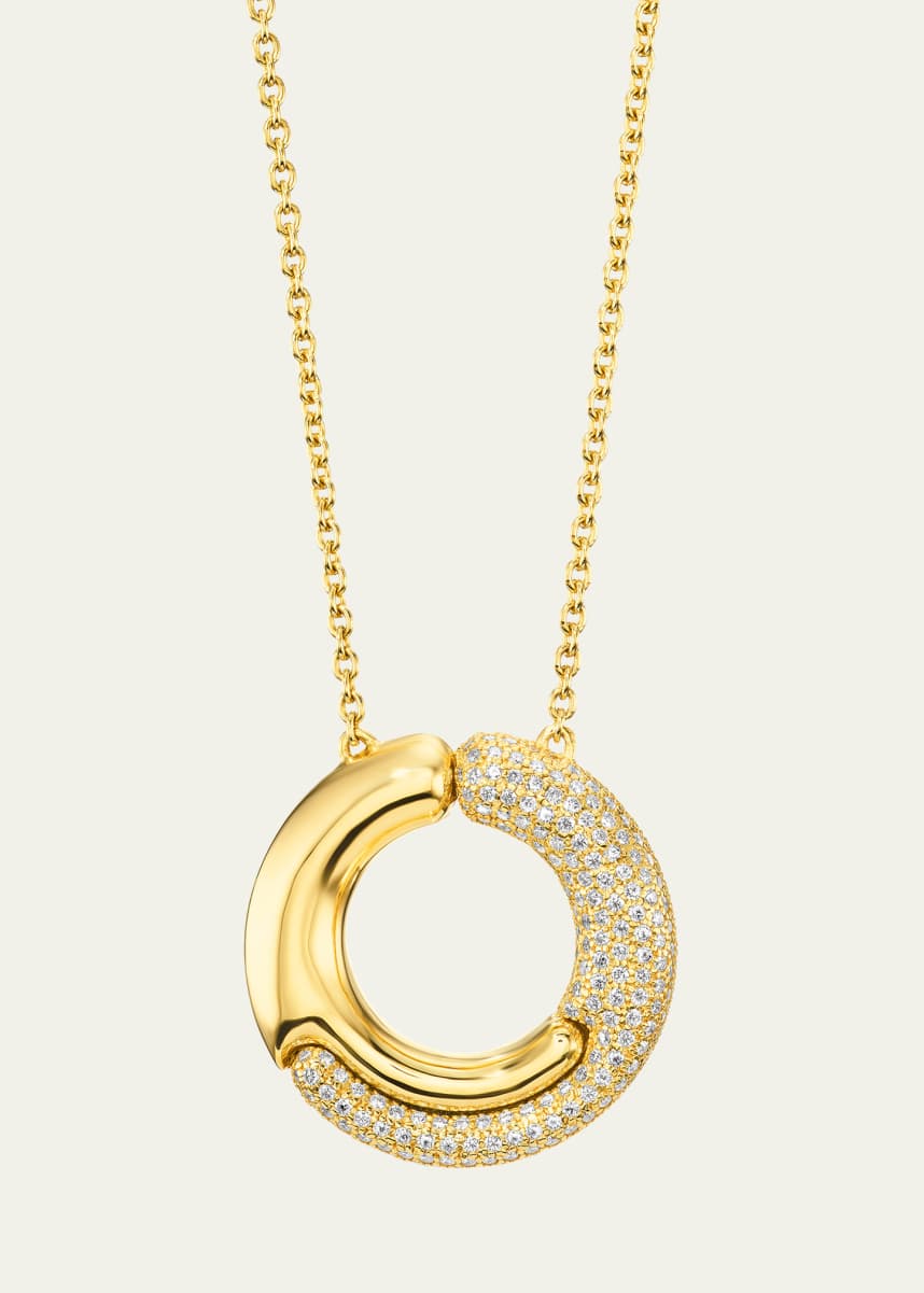 Pamela Zamore 18K Yellow Gold Holos Circle Necklace with Diamonds