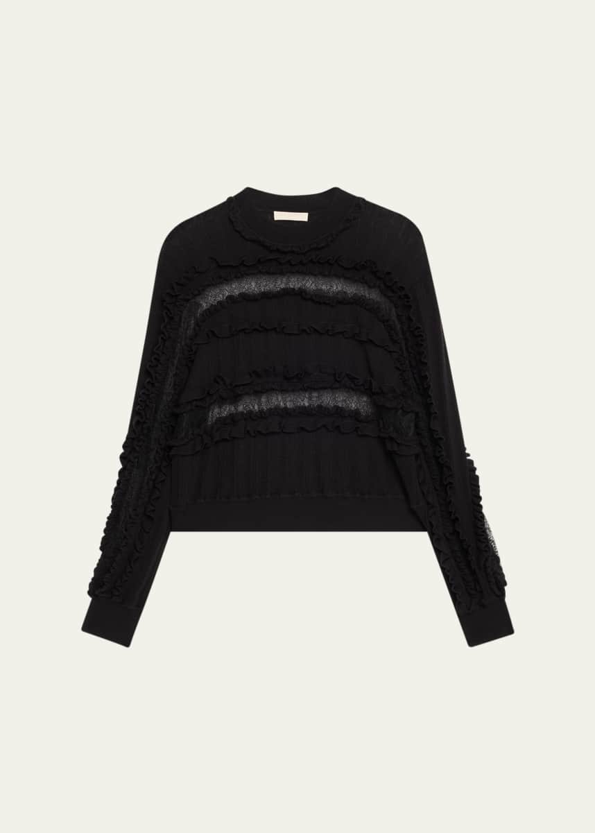 Ulla Johnson Demma Ruffled Fine-Knit Sweater