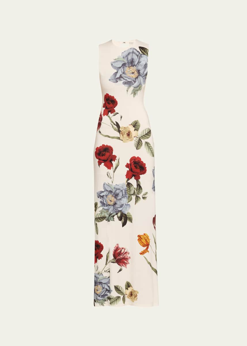 Alice + Olivia Delora Open-Back Sleeveless Maxi Dress