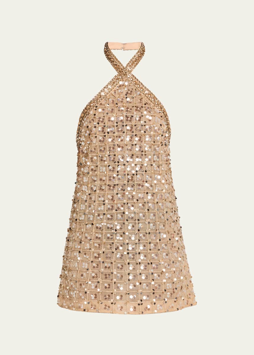 Retrofete Janneth Embroidered Halter Dress
