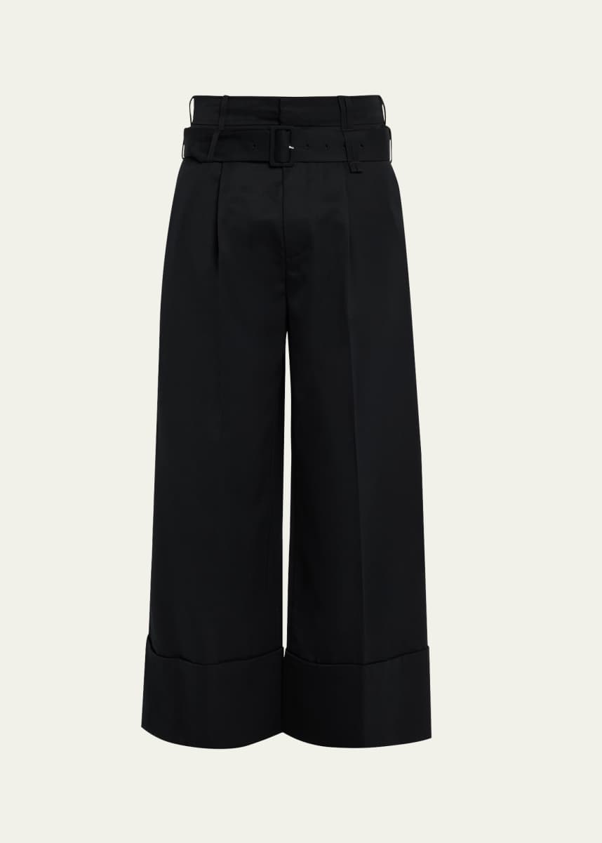 Simone Rocha Men's Cropped Wide-Leg Belted Trousers