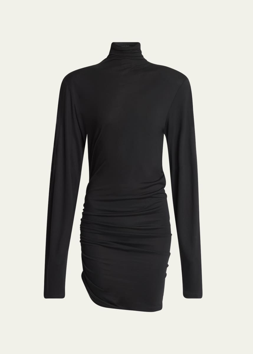 Jacquemus La Spallina Turtleneck Ruched Mini Dress
