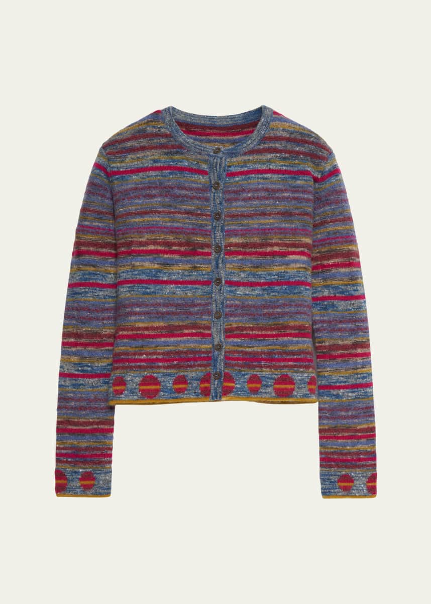 The Elder Statesman Felted Explorer Stripe Cardigan