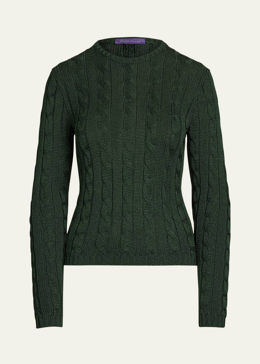 Ralph Lauren Collection High Shine Cable Knit Crewneck Sweater