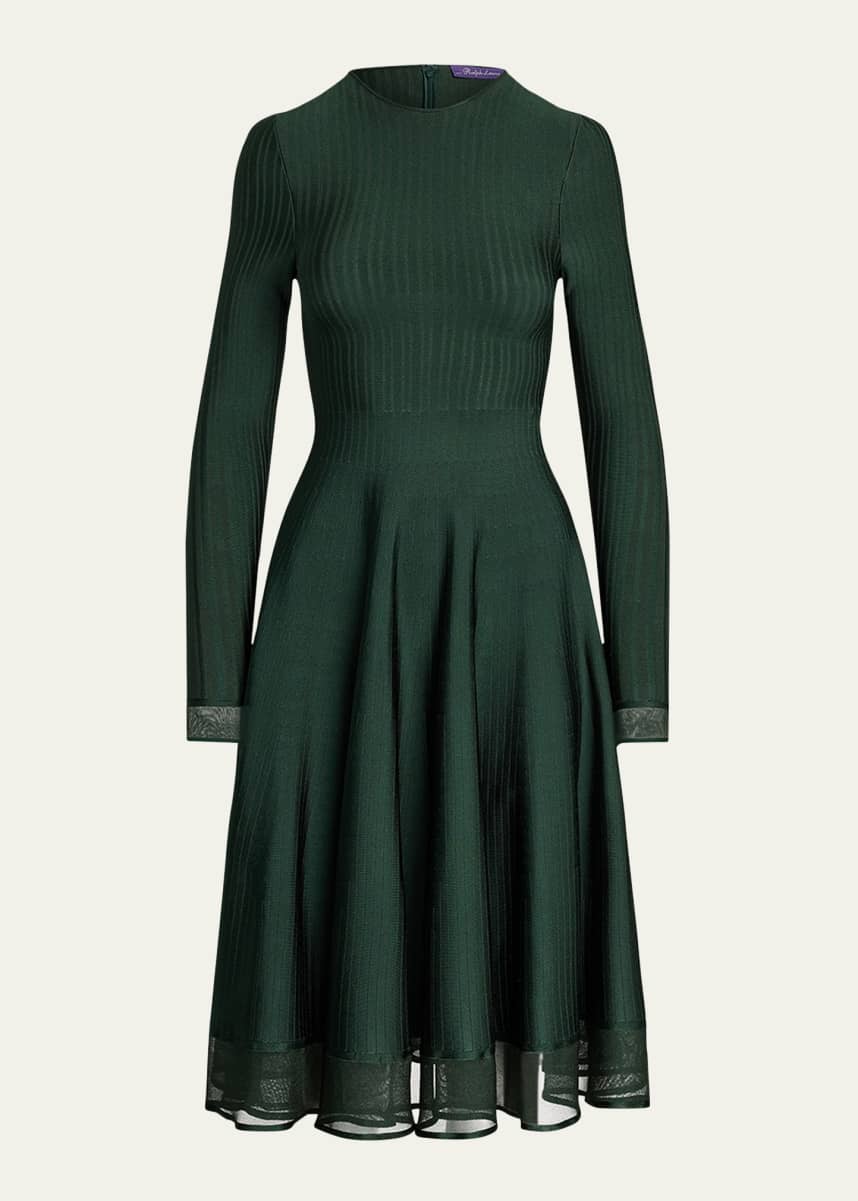 Ralph Lauren Collection Viscose Sheer Edge Crewneck Dress