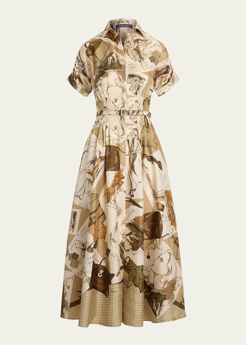 Ralph Lauren Collection Donatella Multi Diary of a Collection Silk Shirtdress