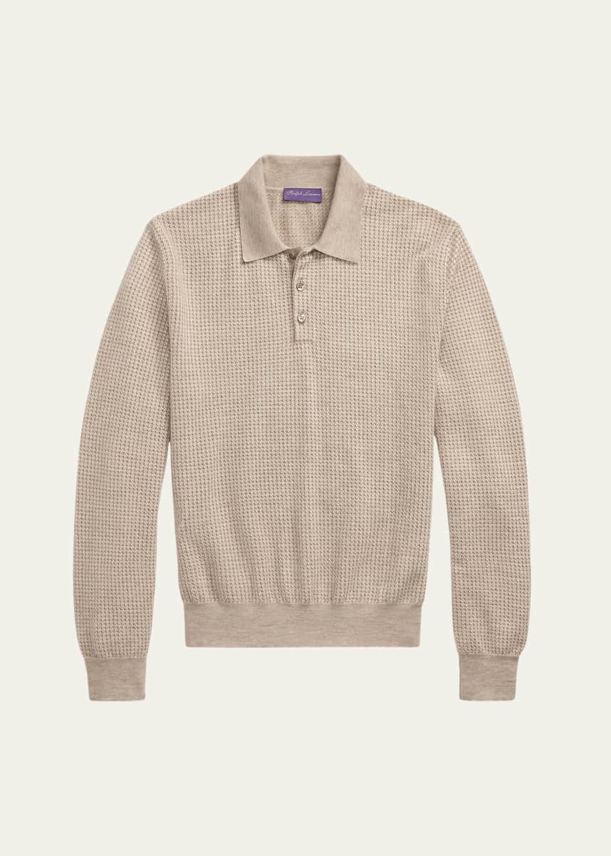 Ralph Lauren Purple Label Men's Cashmere Waffle Knit Polo Sweater