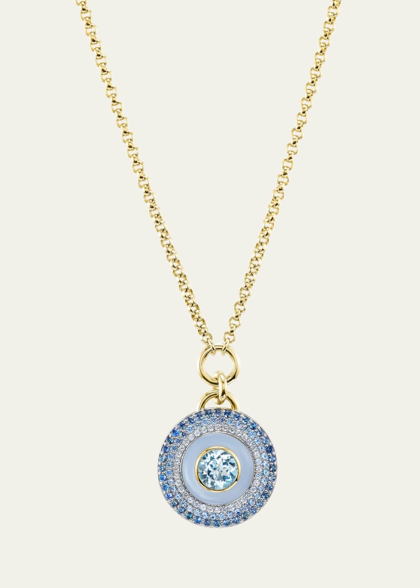Emily P. Wheeler 18K Air Medallion Necklace with Blue Lace Agate, Aquamarine and Sapphires