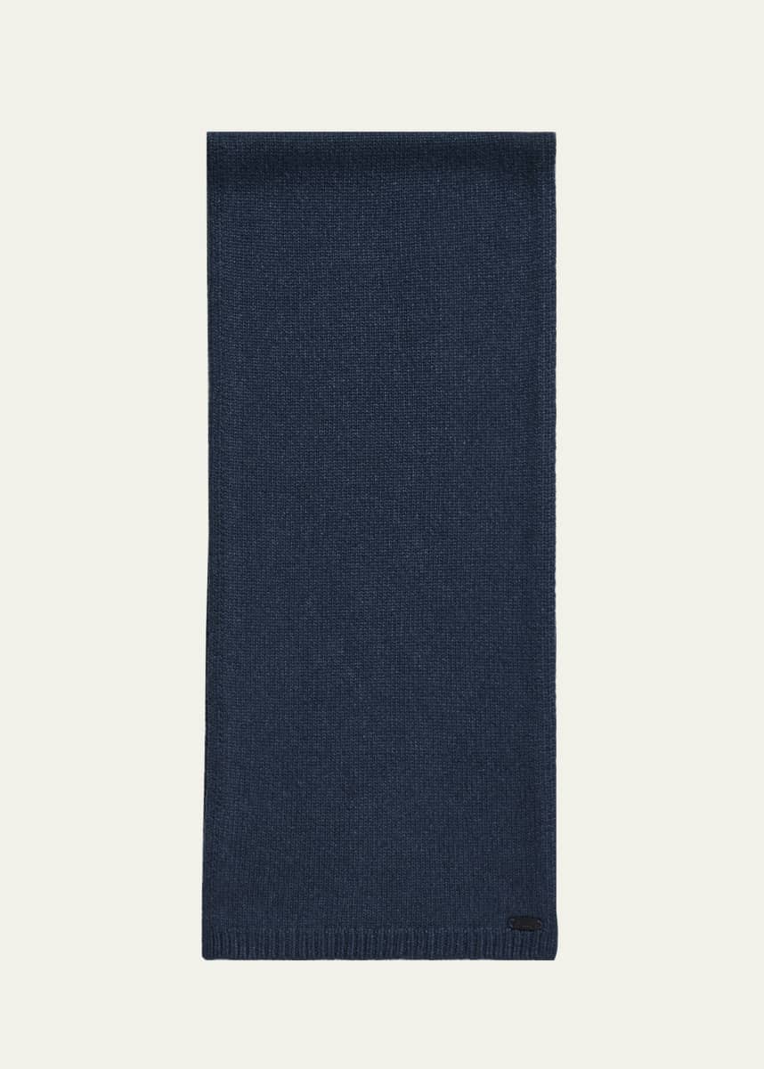 Brioni Men's Cashmere Knit Leather-Label Scarf