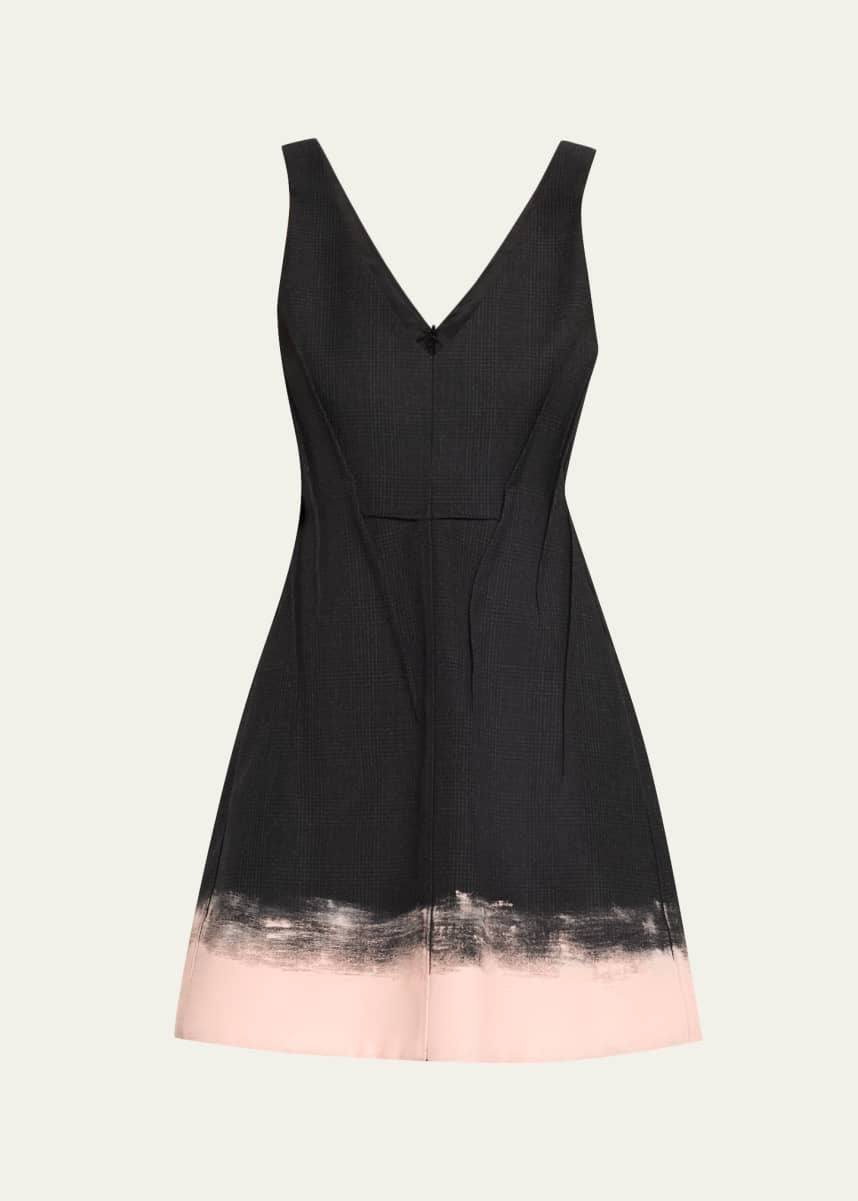 Jason Wu Collection Glen Plaid V-Neck Mini Dress With Painted Hem