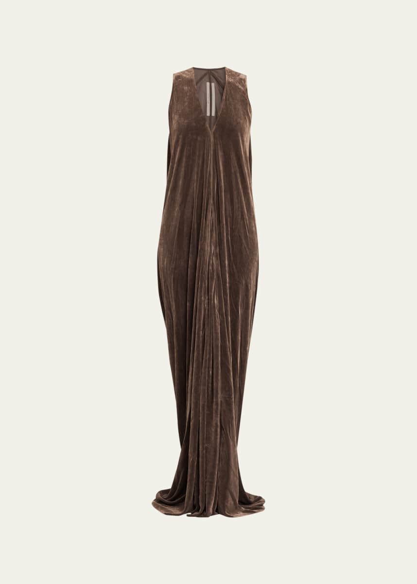 Rick Owens V-Neck Sleeveless Flowy Velvet Gown