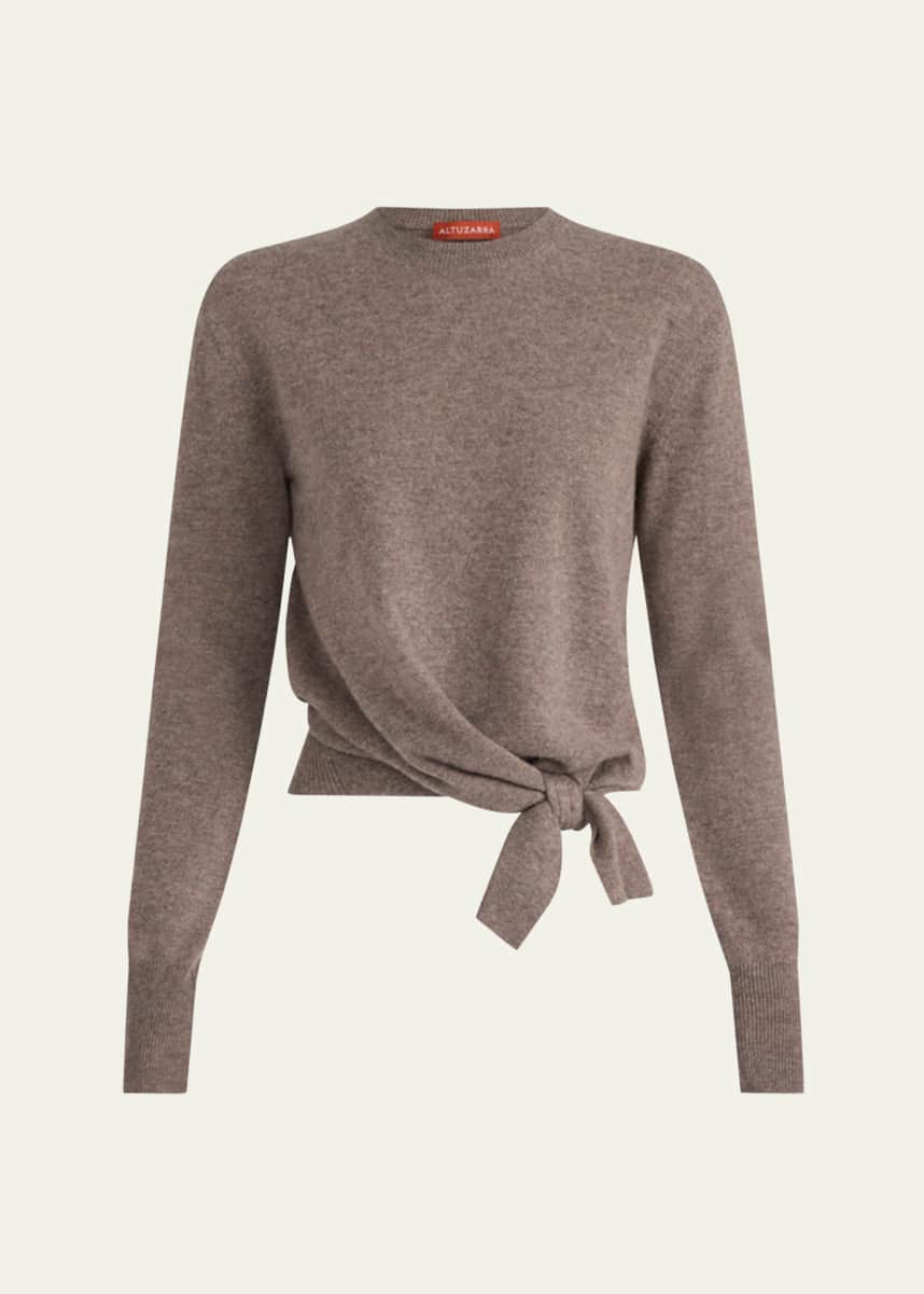 Altuzarra Nalini Knotted Cashmere Crewneck Sweater