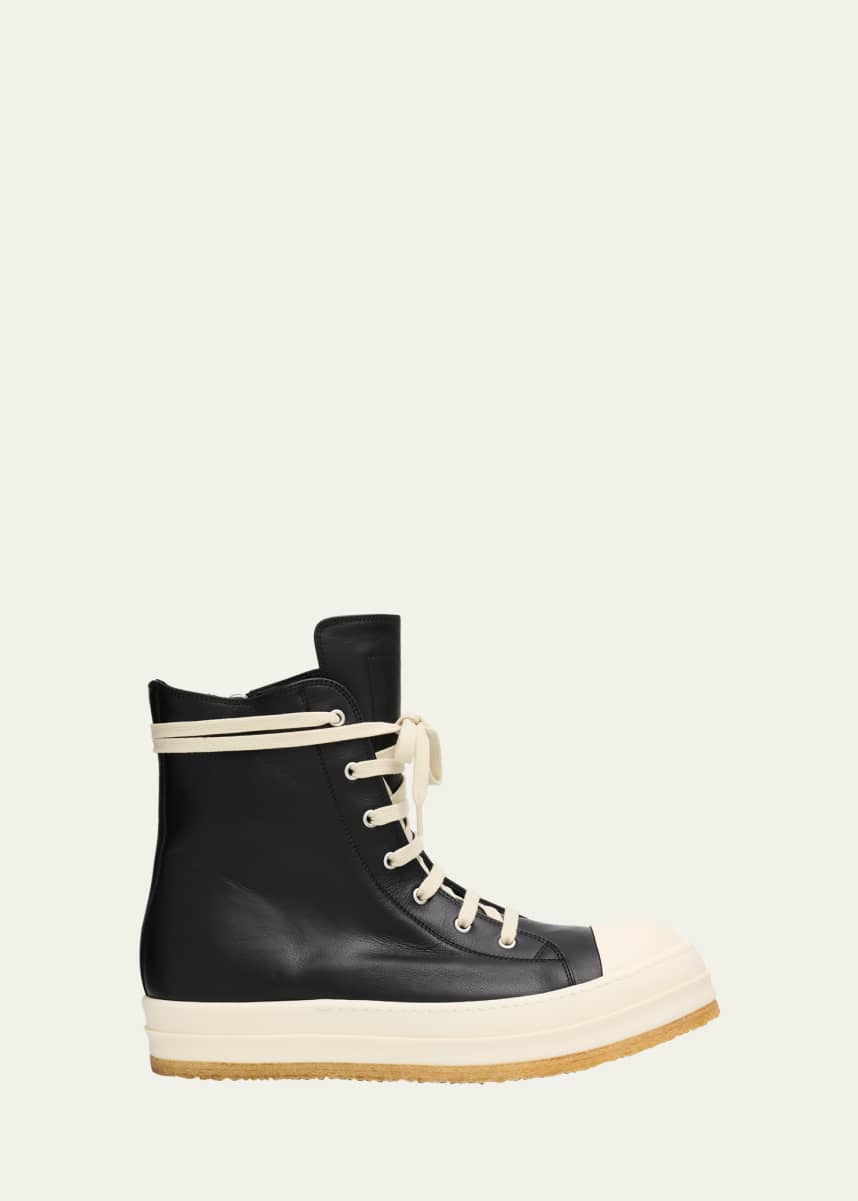 Rick Owens Men's Creep Leather High-Top Sneakers
