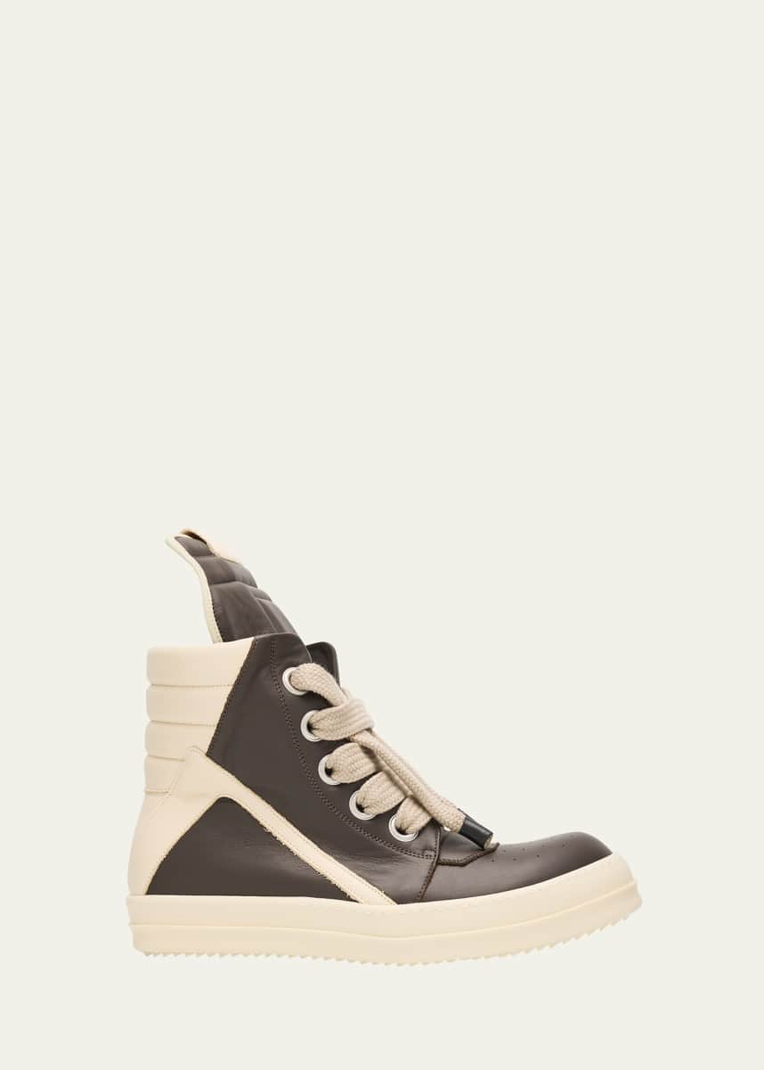 Rick Owens Men's Jumbolace Geobasket Leather High-Top Sneakers