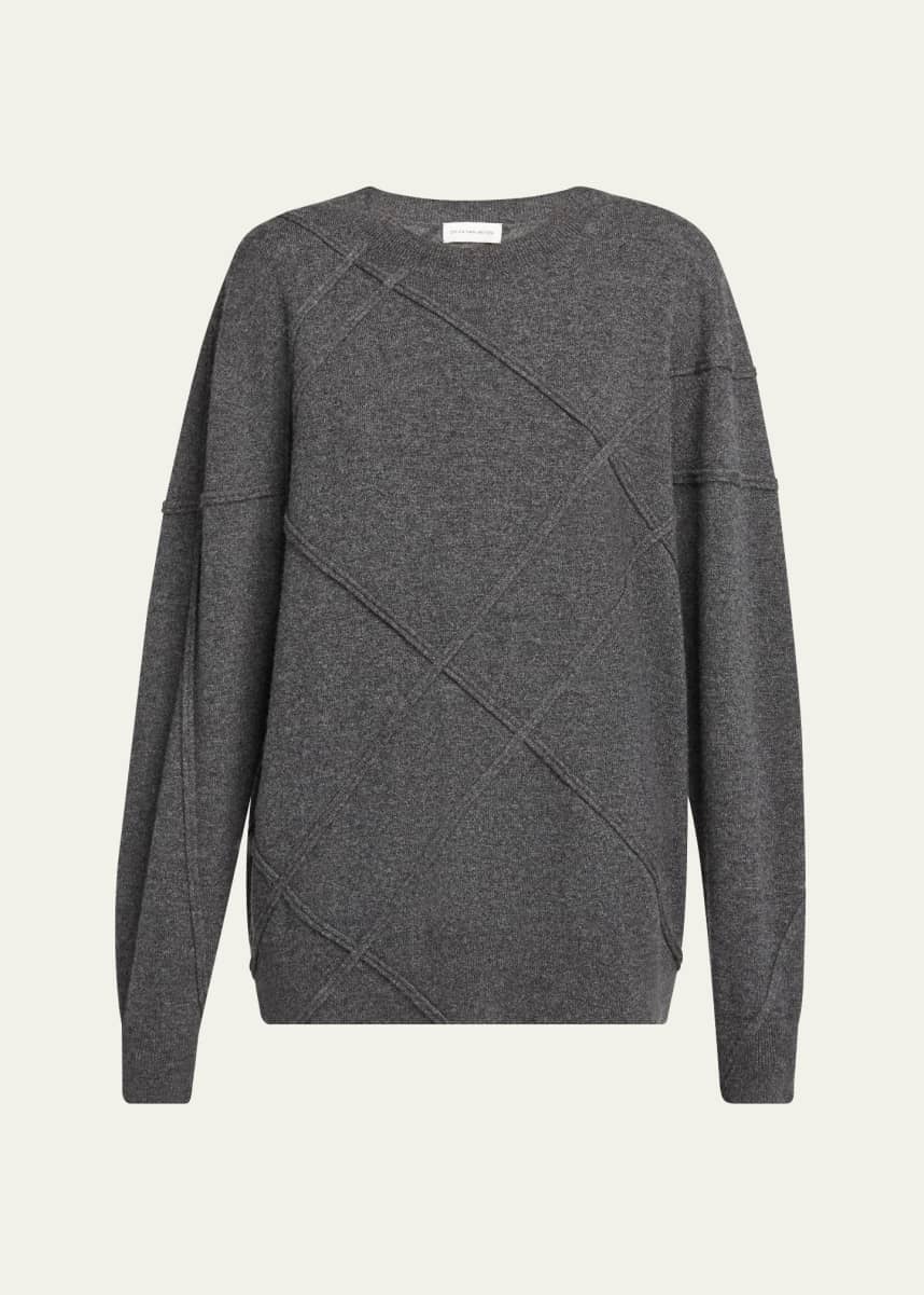 Dries Van Noten Timona Cashmere Crossed Textured Stitch Sweater