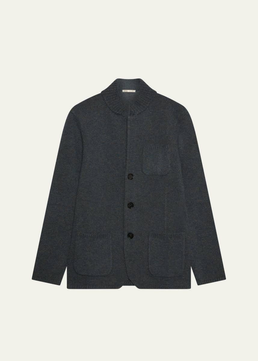 Baldassari Men's Wool and Cotton Mouline Shirt Jacket