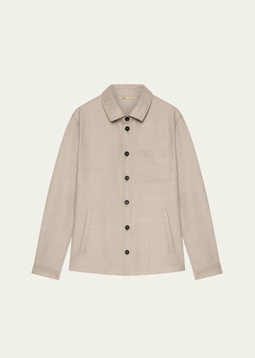 Baldassari Men's Wool Herringbone Pocket Overshirt