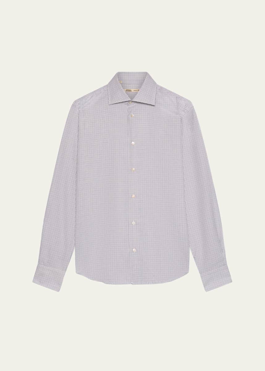 Baldassari Men's Cashmere and Cotton Micro-Plaid Sport Shirt