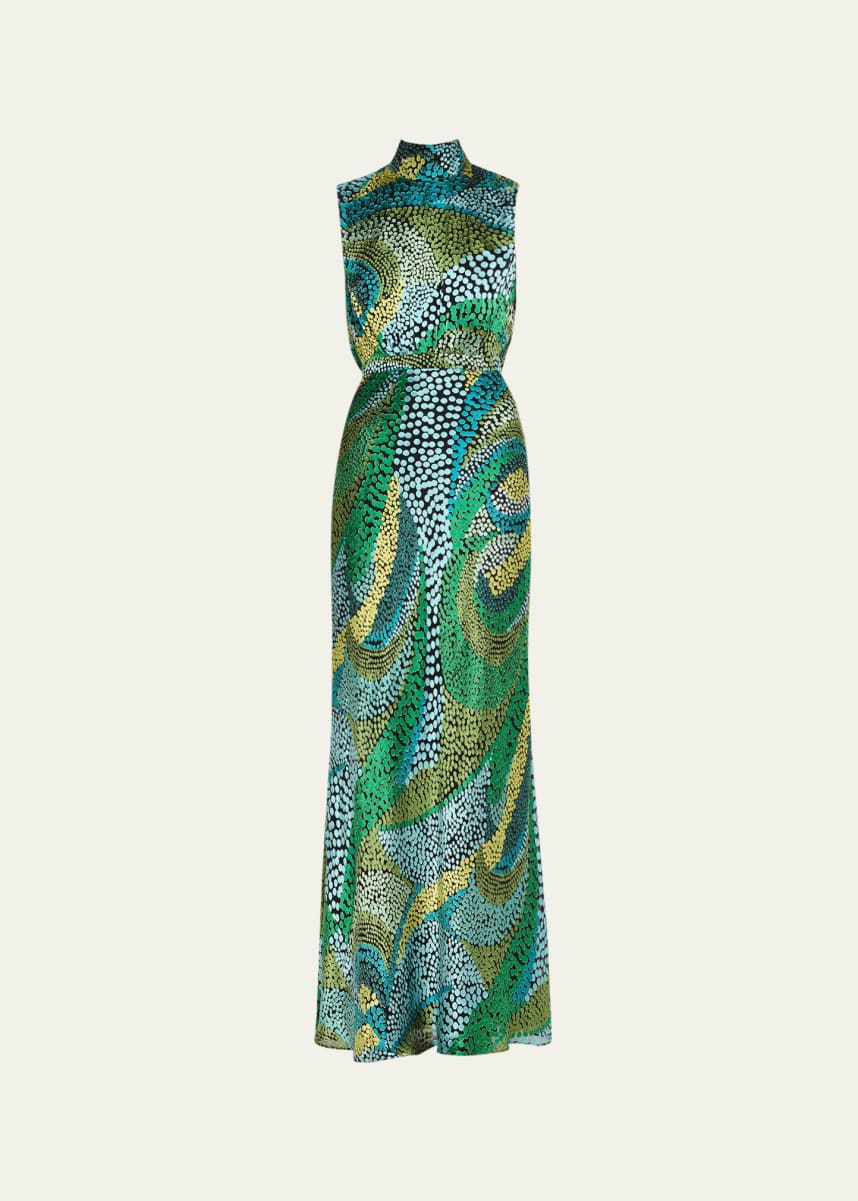 Saloni Fleur Printed High-Neck Dress