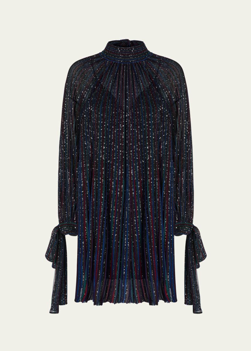 Missoni Paillette Striped Long-Sleeve Mini Dress