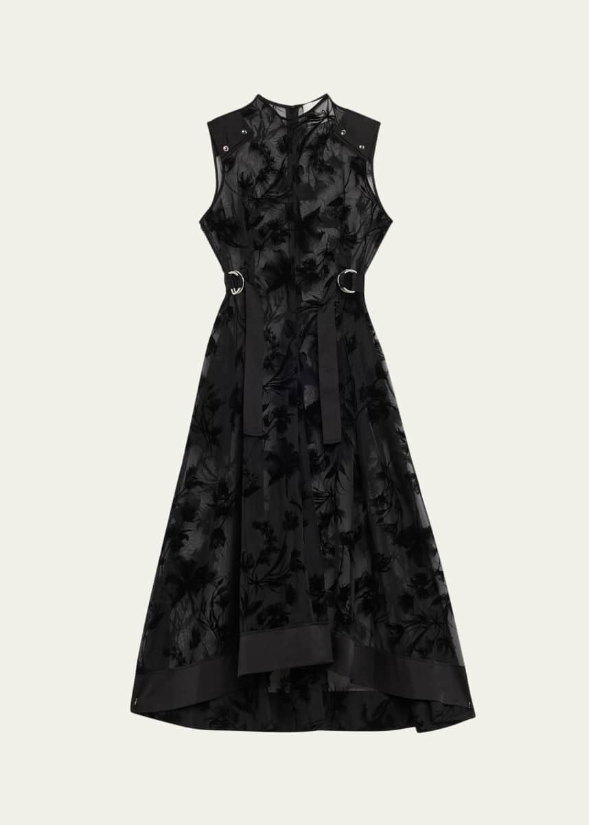 3.1 Phillip Lim Sleeveless Flocked Organza Midi Dress