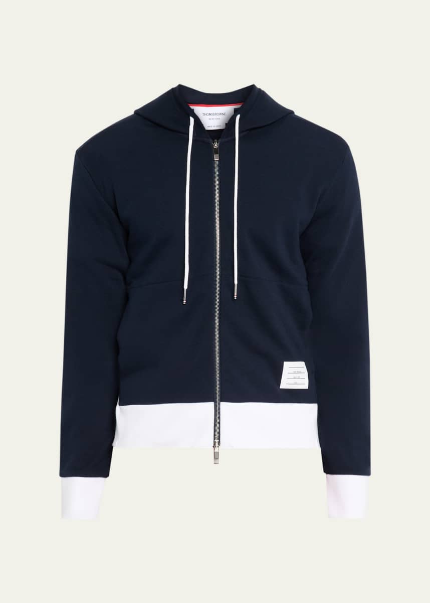 Thom Browne Men's Cotton 4-Bar Stripe Full-Zip Hoodie