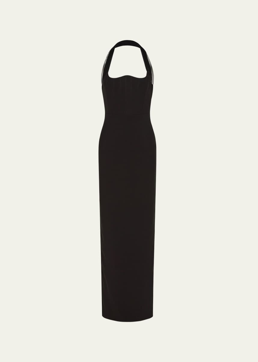 Rachel Gilbert Maria Tulle Halter Column Gown
