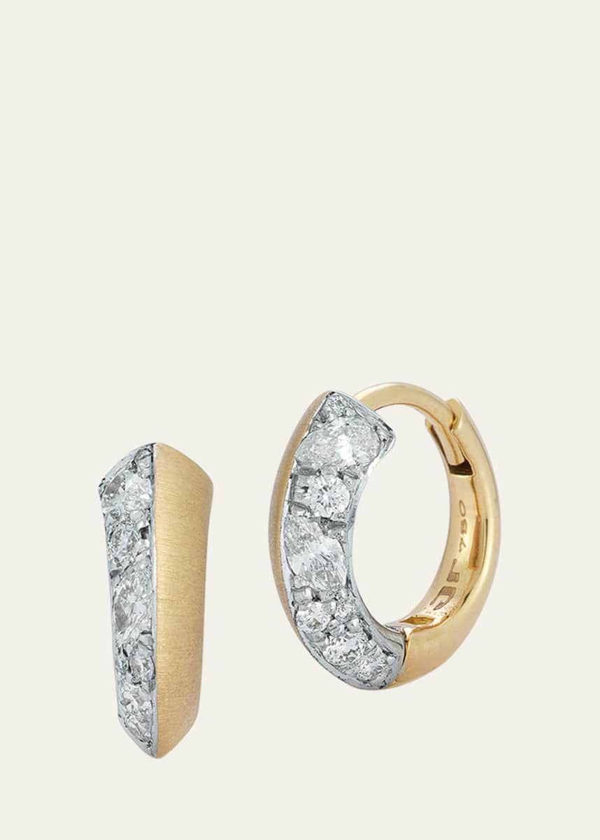 Jade Trau 18K Yellow Gold Frankie Mini Half Diamond Huggie Earrings