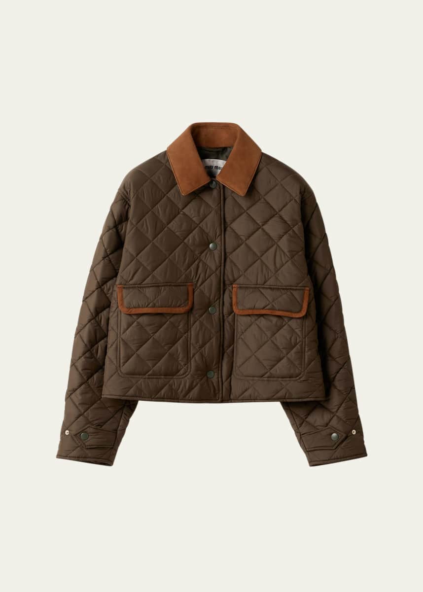 Miu Miu Suede Collar Quilted Barn jacket