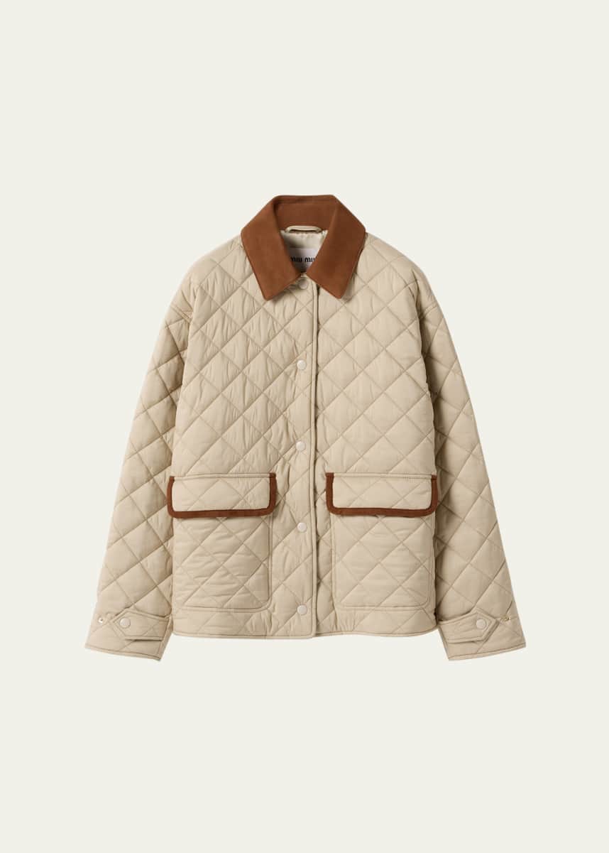 Miu Miu Suede-Trim Barn Jacket