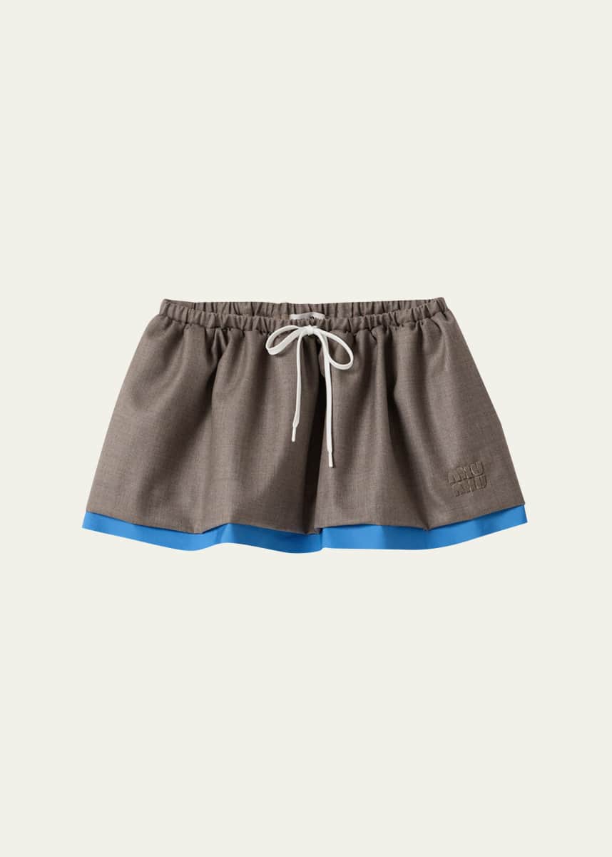 Miu Miu Gabardine & Poplin Drawstring Mini Skirt