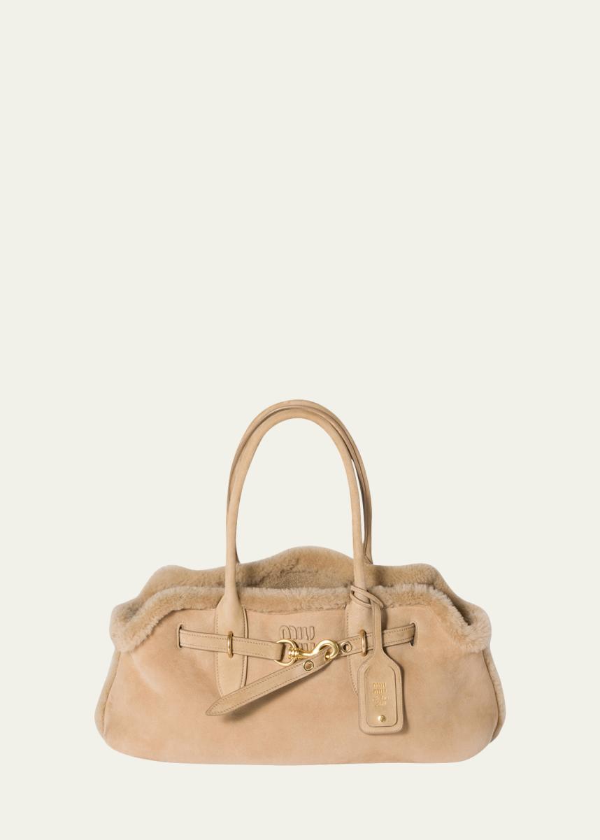 Aventure Belted Shearling & Suede Shoulder Bag