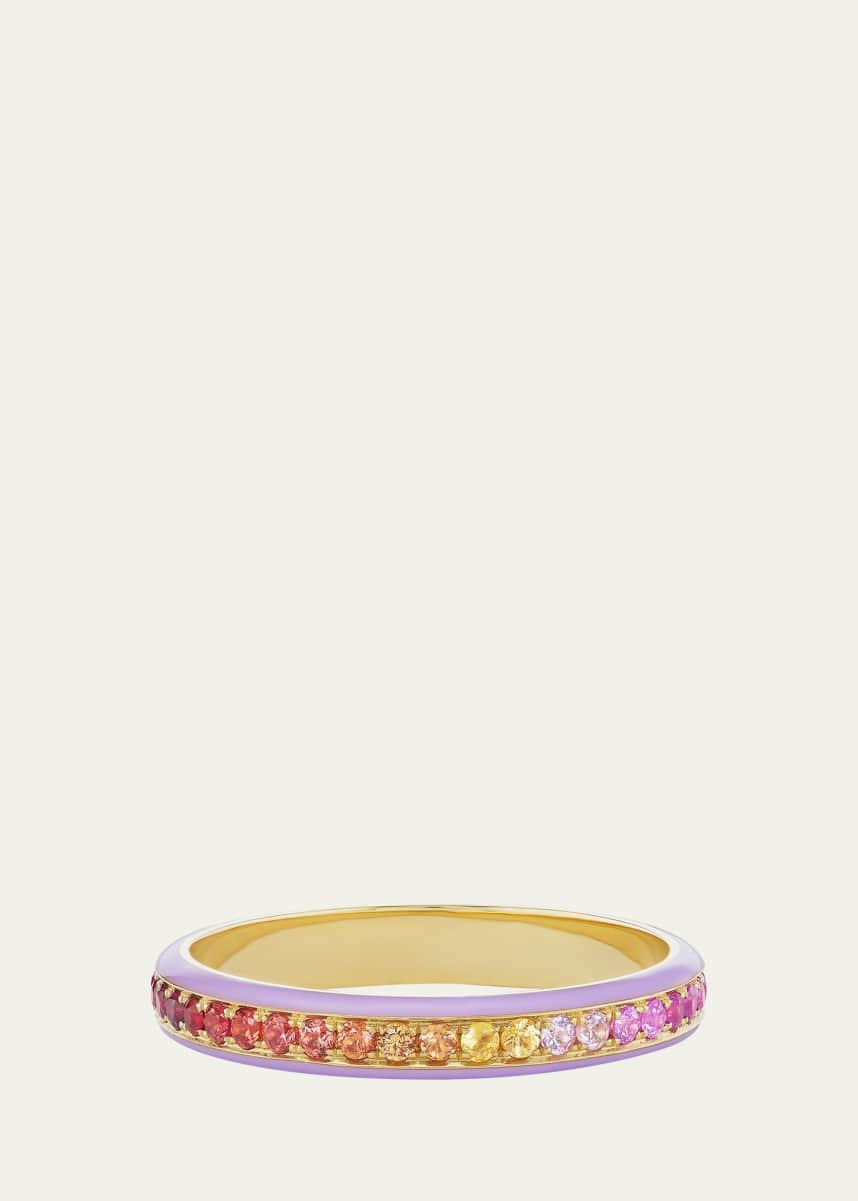 Emily P. Wheeler 18K Yellow Gold Dash Ring with Sapphires, Rubies and Enamel