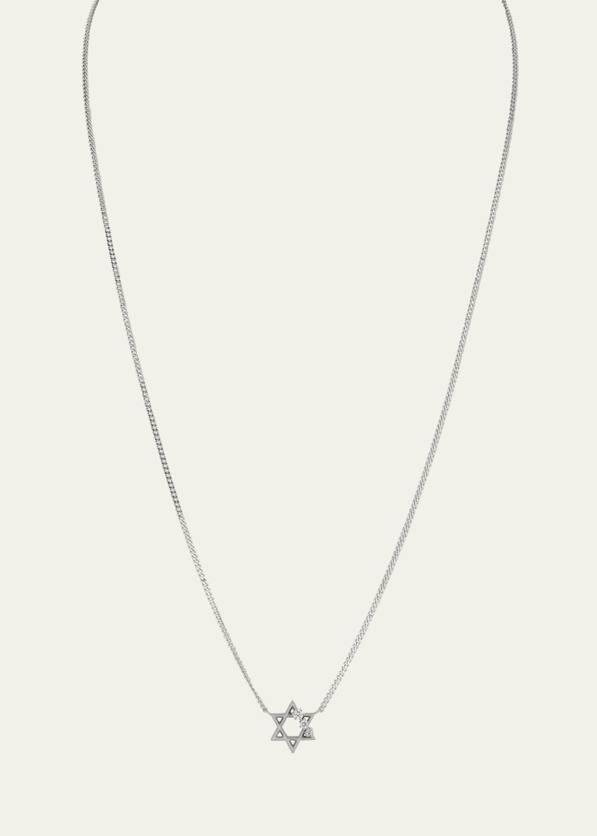 Jade Trau 18K White Gold Star Of David Pendant Necklace
