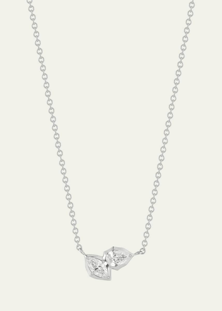 Jade Trau Platinum Poppy Two Stone Pendant Necklace