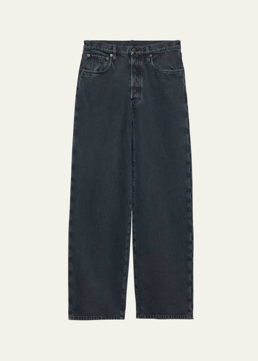 Prada Men's Overdyed Denim Wide-Leg Jeans