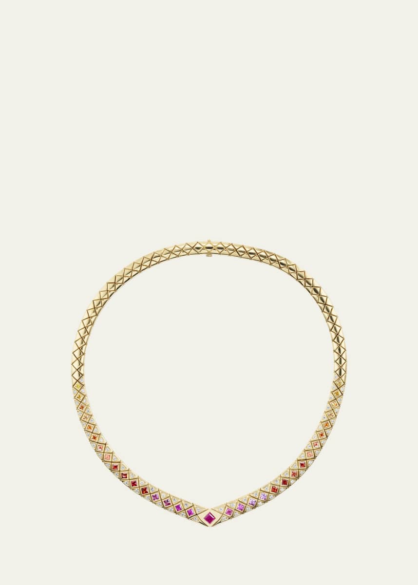Orly Marcel Bliss Collar Necklace with Multicolor Sapphires, Rubies and Diamonds