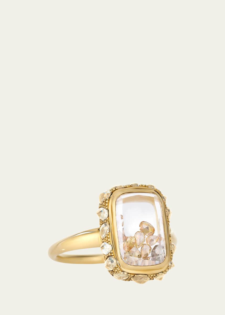 Moritz Glik 18K Yellow Gold Petite Yellow Rose-Cut Diamond Ring with Kaleidoscope Shaker