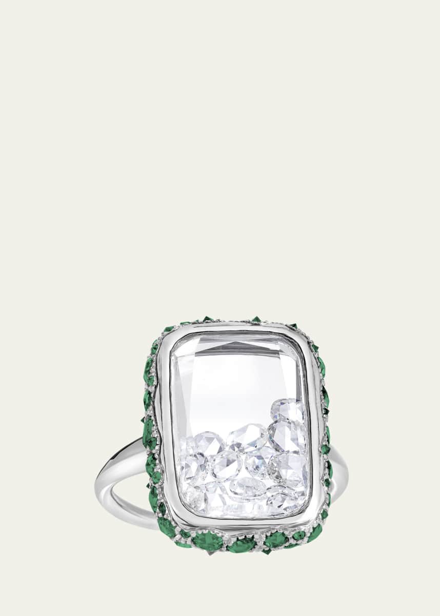 Moritz Glik 18K Diamond and Emerald Ring with Kaleidoscope Shaker