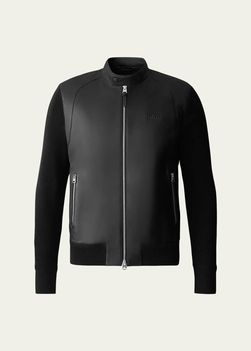 Mackage Men's Dominic Leather and Knit Logo Jacket