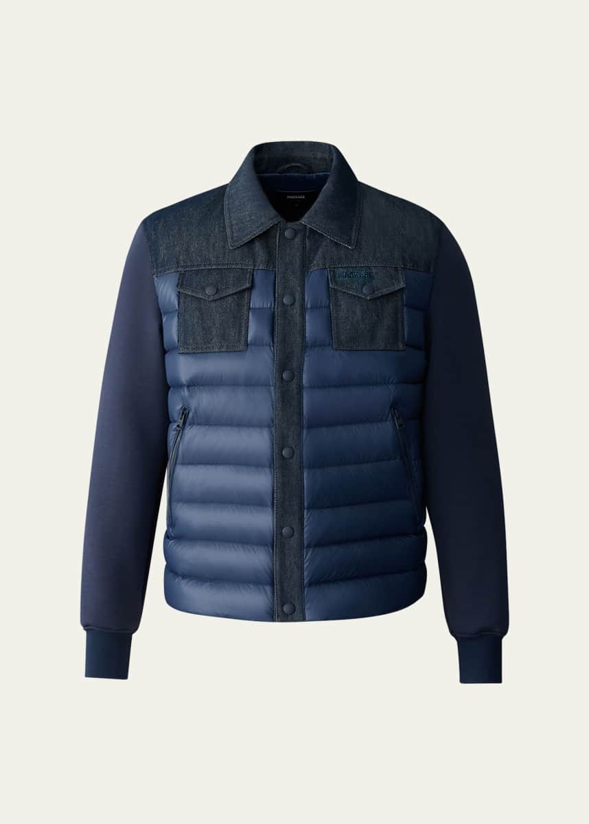 Mackage Men's Donovan Denim Down Quilted Snap-Front Jacket